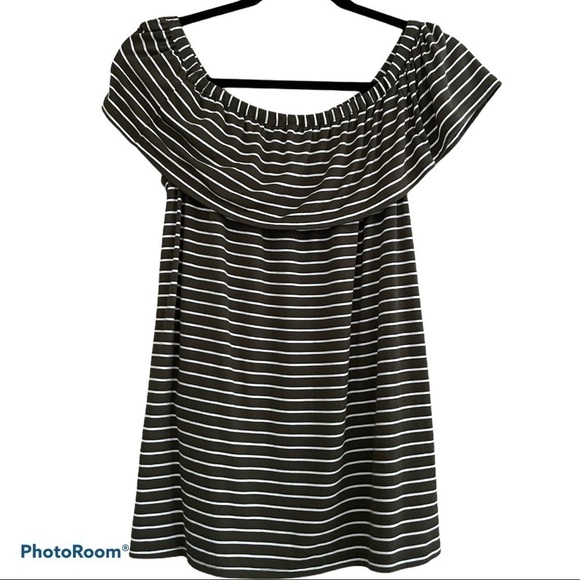 Nwt Max Studio Off The Shoulder Striped Shirt | S - Picture 3 of 7